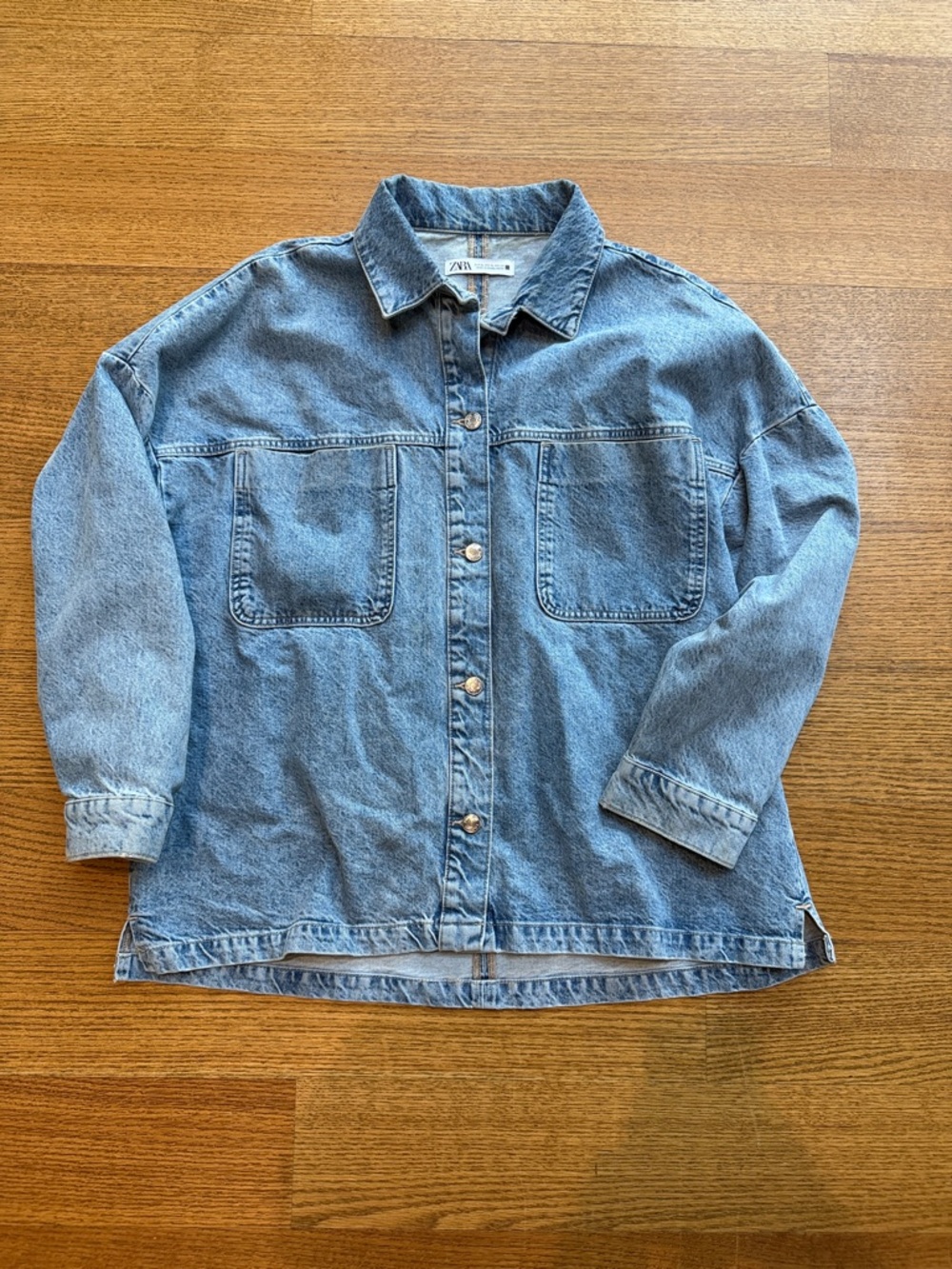 Zara Light Blue Denim Button-Up Jacket